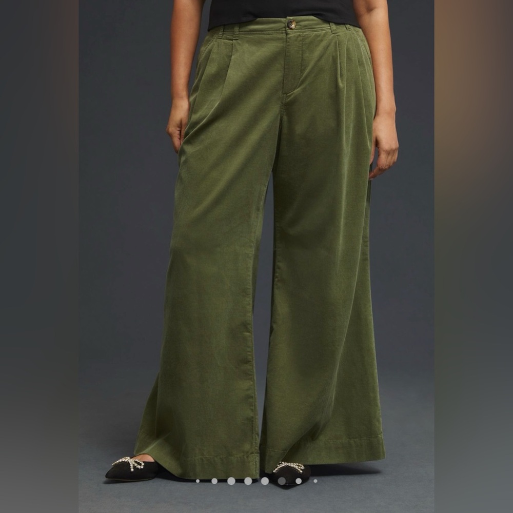 By Anthropologie Pleated Wide Leg Corduroy Trousers